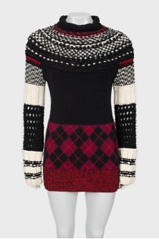 Knitted mini dress with high neck