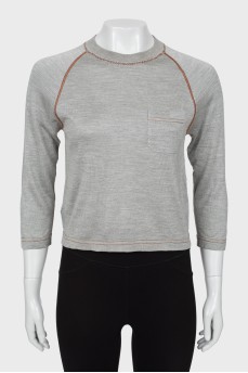 Gray pullover with 3\4 sleeves