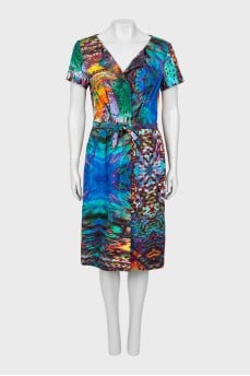 Abstract print dress with press-studs closure 