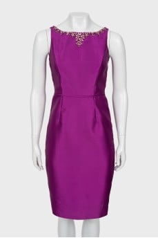 Purple dress decorated with rhinestones