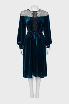 Velor dress with a belt