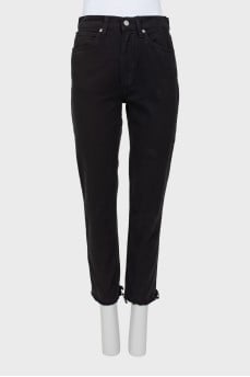 Black raw hem jeans