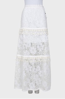 Lace white maxi skirt