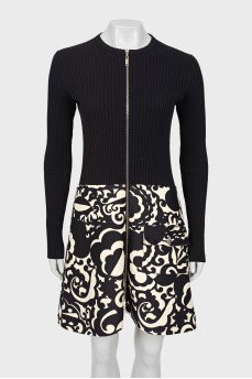 Black and white dress with a patterned hem