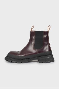 Leather boots with chunky soles