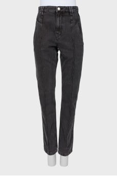 Dark gray jeans with raised seams