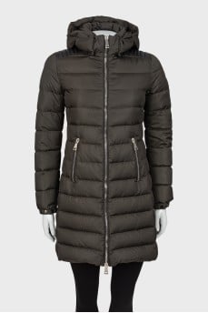 Quilted down jacket with silver hardware