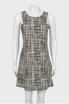 Black and white dress with gold buttons