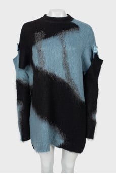 Mixed color dress with long pile