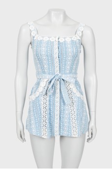 Denim jumpsuit with straps