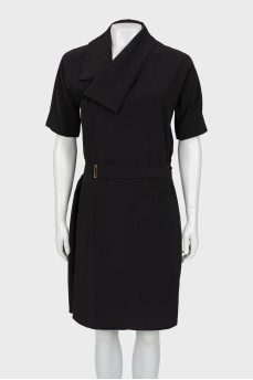 Black dress with bias closure