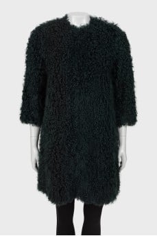 Dark green fur coat