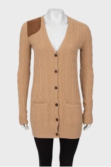 Long cardigan in wool and cashmere