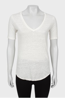 Linen V-neck T-shirt