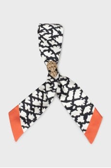 Silk scarf with brooch