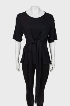Black T-shirt with ties 