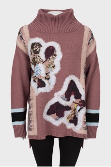 Printed turtleneck sweater