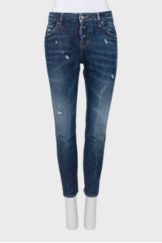 Blue distressed jeans