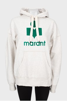 Green print hoodie