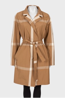 Beige checkered raincoat
