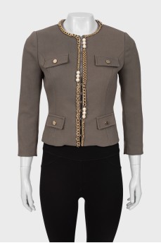 Jacket decorated with chain and beads