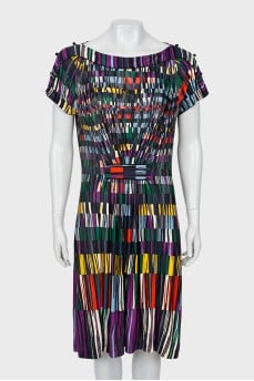 Printed dress with draped waist