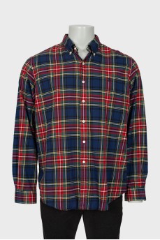 Men's mixed-color checkered shirt