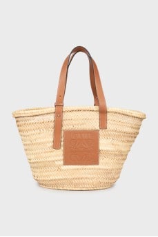 Woven bag with brand logo