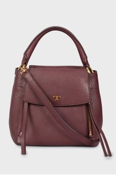 Leather bucket bag with gold-tone hardware