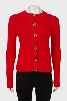 Cashmere cardigan with logo buttons