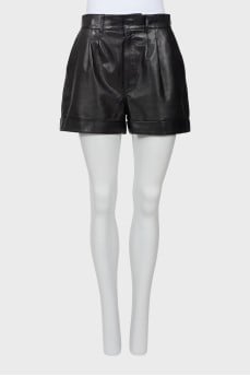Leather mini shorts