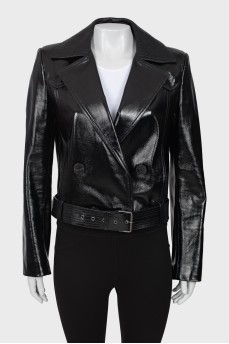 Leather jacket with buttons