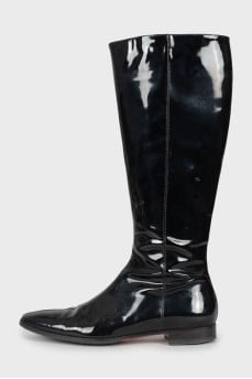 Black patent leather boots