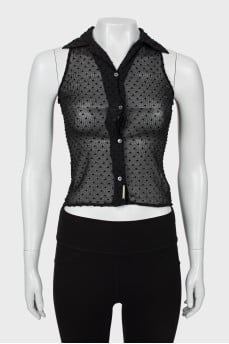 Semi-sheer polka dot top