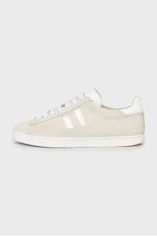 Suede sneakers with silver logo