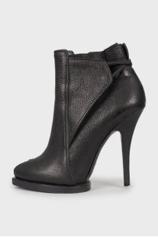 Open toe leather ankle boots