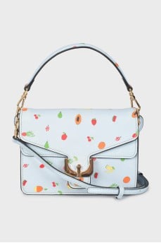 Light blue printed leather bag