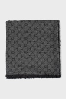 Charcoal scarf with signature print