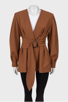 Dark brown jacket with belt