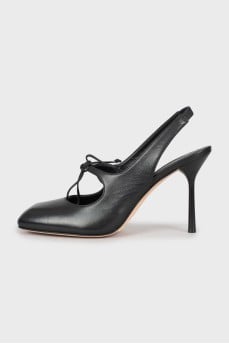 Square toe leather slingbacks