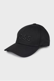 Men's black cap with brand logo