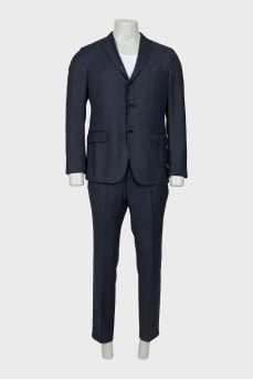 Men's wool dark blue suit