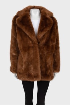 Brown faux fur coat