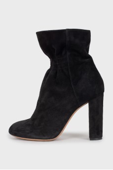 Draped suede ankle boots
