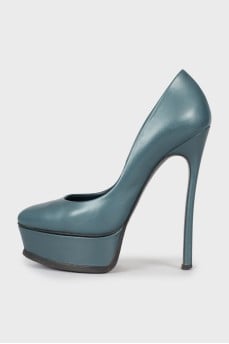 Dark green patent leather shoes