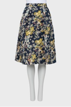 Navy blue printed skirt