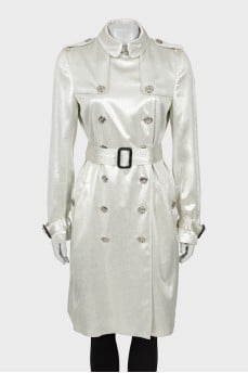 Silver trench coat with buttons