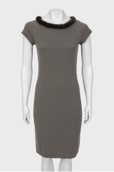Cashmere dress decorated with fur