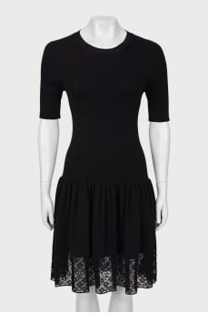 Black dress with woven hem