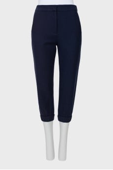 Wool blue trousers with elastic
